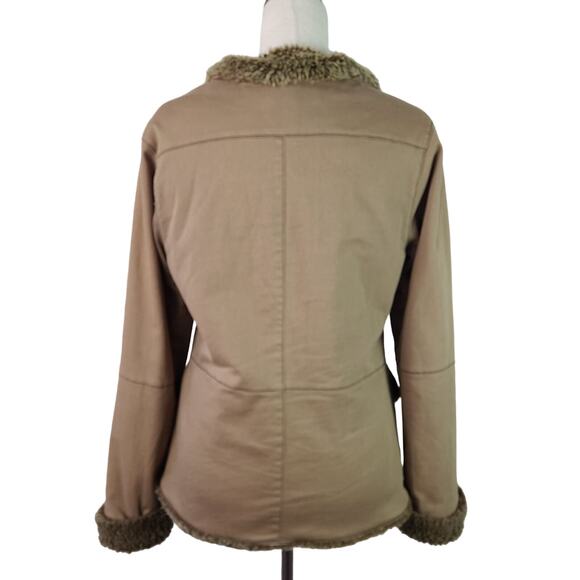 Aventura Brown Faux Fur Lined Field Jacket Barn Coat Women's S - Picture 3 of 6